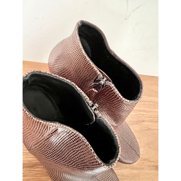 Balenciaga Embossed Leather Stilettos Ankle Boots Brown Women's Size 36.5 / 6 - Picture 3 of 11